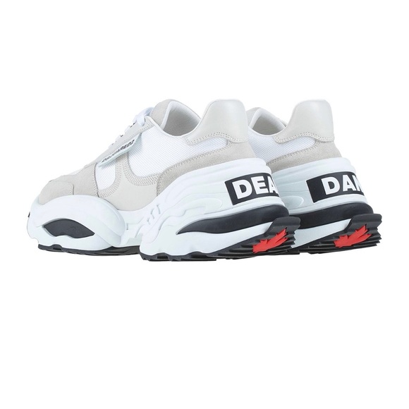 DSQUARED2 | White/Grey Fabric And Suede Lace Up Chunky Sneakers Size 42/ US 9 - Picture 2 of 8